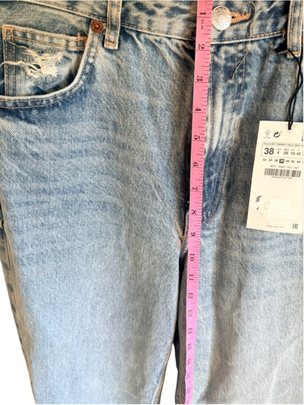 Zara High Rise Wide Leg Distressed Boyfriend Jeans Women’s 6 - Picture 8 of 11